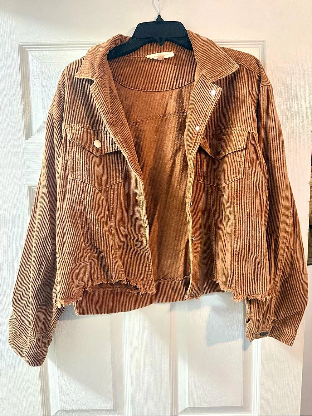 Peach Love Corduroy Cropped Jacket in Brown